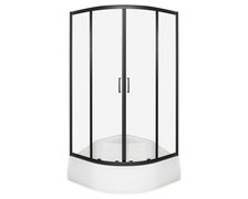 Novoterm ARUBA GL PS black sprchový kút s vaničkou 90 x 90 x 199,5 cm, sklo číre, profil čierny