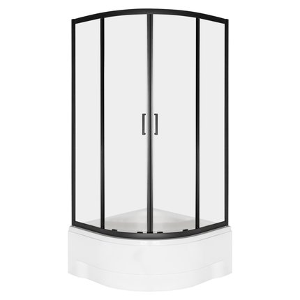 Novoterm ARUBA GL BL black sprchový kút s vaničkou LAV 80 x 80 x 209,5 cm, sklo číre, profil čierny
