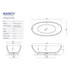Aquatek NANCY voľne stojaca vaňa z tvrdeného liateho mramoru 180 x 85 cm