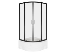 Novoterm ARUBA GL BL black sprchový kút s vaničkou LAV 90 x 90 x 209,5 cm, sklo číre, profil čierny
