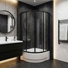 Novoterm ARUBA GL BL black sprchový kút s vaničkou LAV 90 x 90 x 209,5 cm, sklo číre, profil čierny