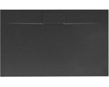 Rea BAZALT LONG BLACK obdĺžniková sprchová vanička 80 x 100 x 2,5 cm, povrch štruktúra, čierna K3323