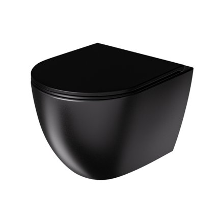 Uptrend CANEO VORTEX čierna matná WC misa závesná Rimless 49 x 36 x 36 cm so sedátkom TR2196DF-U18