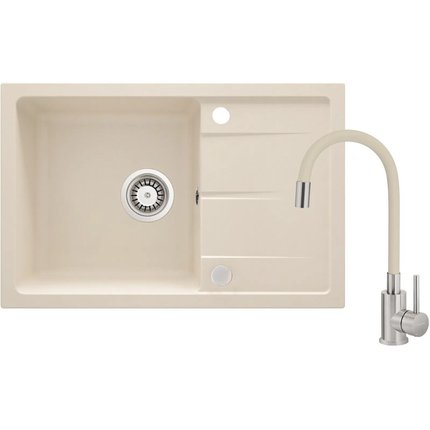 Deante LEDA granitový drez s batériou 67 x 44 cm, bež ZRDG5113