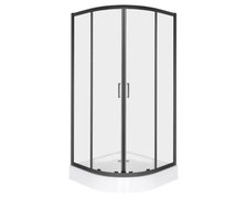 Novoterm ARUBA BL black sprchový kút bez vaničky 90 x 90 x 201 cm, sklo číre, profil čierny