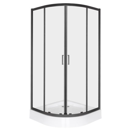 Novoterm ARUBA BL black sprchový kút bez vaničky 90 x 90 x 201 cm, sklo číre, profil čierny