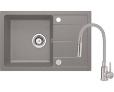 Deante LEDA granitový drez s batériou 67 x 44 cm, szary metalik ZRDGS113