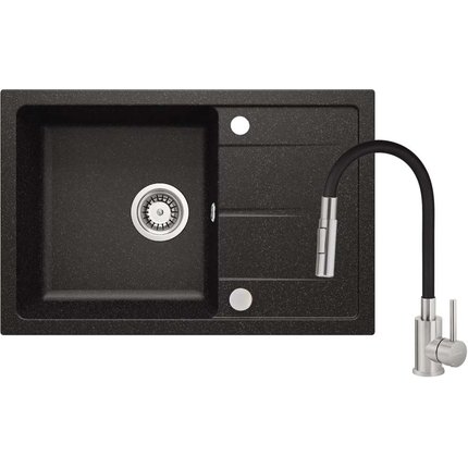 Deante LEDA granitový drez s batériou 67 x 44 cm, grafit ZRDG2113