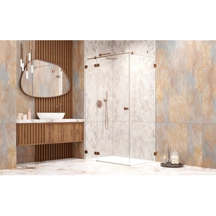Radaway ESSENZA PRO BRUSHED COPPER KDJ obdĺžnikový sprchový kút 120 x 100 x 200 cm 10097120-93-01R+10098100-01-01
