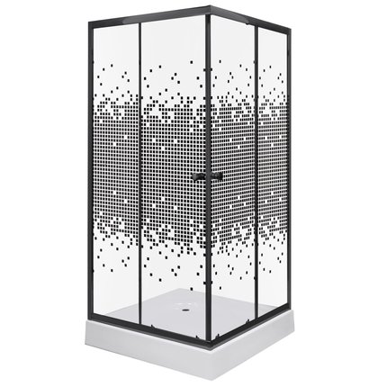 Novoterm Pixel BL WH sprchový kút s vaničkou 80 x 80 x 195  cm, sklo vzor