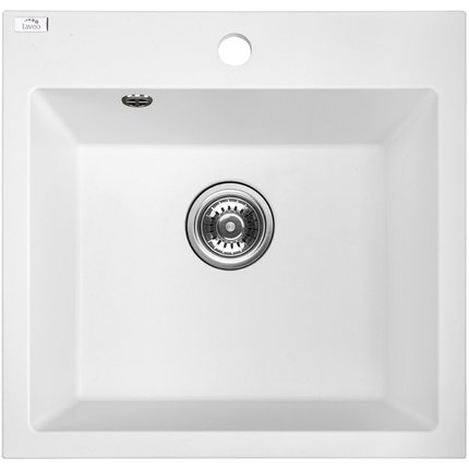 Laveo ALENA jednokomorový granitový drez 49 x 49 cm, biely SBA_610T