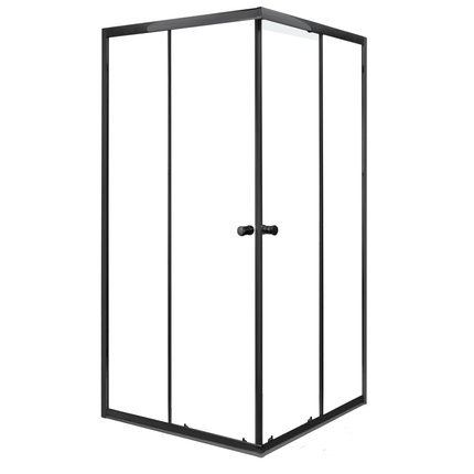 Novoterm Olga SQ Black sprchový kút 90 x 90 x 180  cm, sklo číre
