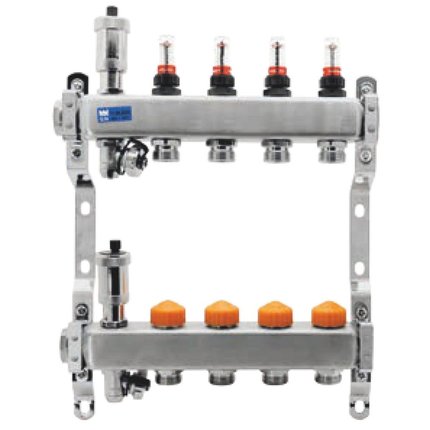 Novaservis Nerezový rozdělovač F-PRO s automatickou reguláciou prietoku pre 11 okruhov FPR-RZPU11AB