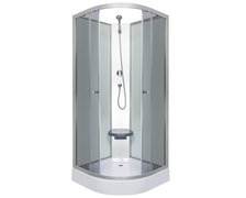 Sprchový kút Kerra Evora White 80×80 cm – matný chrómový profil, biele sklo, s vaničkou a batériou zdarma