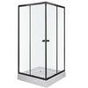 Novoterm Olga SQ Black sprchový kút s vaničkou 80 x 80 x 196  cm, sklo číre