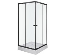 Novoterm Olga SQ Black sprchový kút s vaničkou 90 x 90 x 196  cm, sklo číre