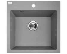 Laveo ALENA jednokomorový granitový drez 49 x 49 cm, sivý SBA_510T