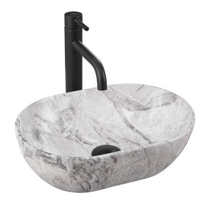 Rea AMELIA MINI STONE MATT keramické umývadlo na dosku 38 x 26 x 12 cm REA-U9109