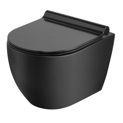 Uptrend CANEO Matt Black WC misa závesná Rimless 48,5 x 35,5 x 34,5 cm so sedátkom TR2196D-U18