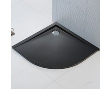 Polimat PERRITO štvrť-kruhová sprchová vanička minerálny kompozit 80 x 80 x 2,5 cm, čierna lesklá 00527