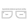 Radaway KORFU E asymetrická sprchová vanička akrylát 120 x 90 x 39,5 cm
