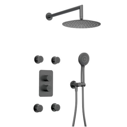 Deante THERM podomietková sprchová súprava s termostatickým BOXOM - so sprchovou hlavicou, titanium BXYVDEBT