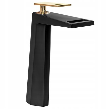 Rea GIO Black / Gold vysoká umývadlová vodovodná batéria B8036