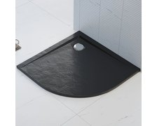 Polimat PERRITO štvrť-kruhová sprchová vanička minerálny kompozit 80 x 80 x 2,5 cm, čierna štruktúra 00531