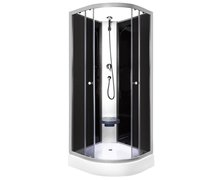 Sprchový kút Kerra Evora Black 80×80 cm – matný chrómový profil, čierne sklo, s vaničkou a batériou zdarma