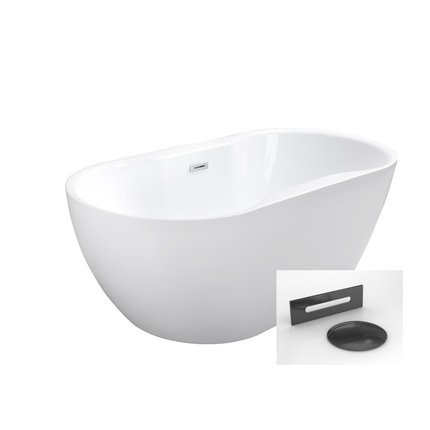 BESCO NAVIA voľne stojaca akrylátová vaňa s prepadom 140 x 75 cm, biela #WAS-140-NGR
