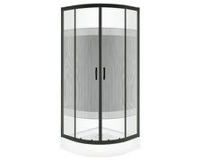 Novoterm Xenia Duo Black štvrťkruhový sprchový kút s vaničkou 90 x 90 x 195 cm, sklo vzor