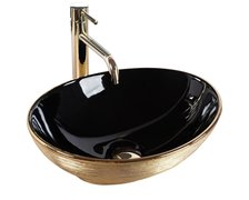 Rea SOFIA BLACK GOLD BRUSH keramické umývadlo na dosku 41 x 33,5 cm U3310