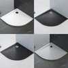 Polimat PERRITO štvrť-kruhová sprchová vanička minerálny kompozit 90 x 90 x 2,5 cm, čierna štruktúra 00542