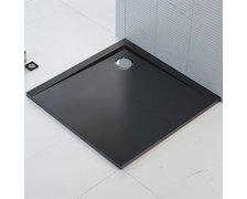 Polimat PERRITO štvorcová sprchová vanička minerálny kompozit 80 x 80 x 2,8 cm, čierna lesklá 00547