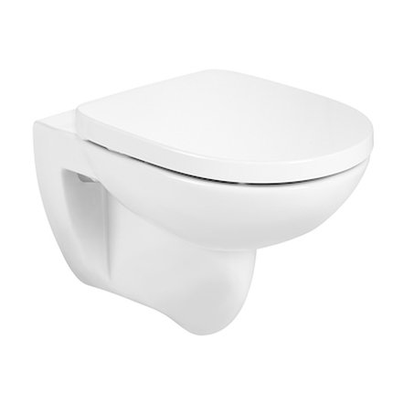 ROCA DEBBA Round Rimless WC misa závesná 35,5 x 54 cm + sedátko voľne padajúce SUPRALIT A34H996000
