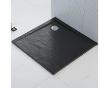 Polimat PERRITO štvorcová sprchová vanička minerálny kompozit 80 x 80 x 2,8 cm, čierna štruktúra 00549
