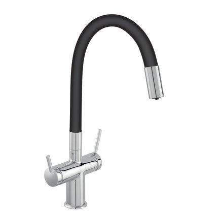 Novaservis FERRO FILTRATA trojcestná drezová vodovodná batéria, chróm/čierna BFT41B