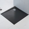 Polimat PERRITO štvorcová sprchová vanička minerálny kompozit 90 x 90 x 2,8 cm, čierna lesklá 00562