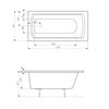 Roca Linea – obdĺžniková akrylátová vaňa 140 × 70 cm, biela A24T002000