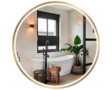 LED zrkadlo s priemerom 70 cm MMJ, brúsená zlatá HOM-05507