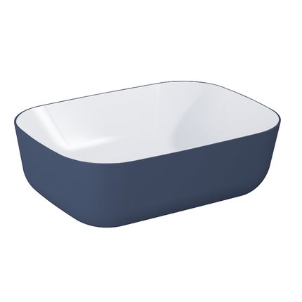 ​Elita Reni Bicolor umývadlo na dosku 46x33 cm, biela lesklá / navy blue matná keramika, RE040460896170