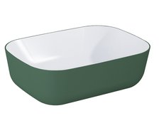 ​Elita Reni Bicolor umývadlo na dosku 46x33 cm, biela lesklá / forest green matná keramika, RE040460896150