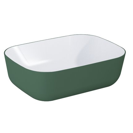 ​Elita Reni Bicolor umývadlo na dosku 46x33 cm, biela lesklá / forest green matná keramika, RE040460896150