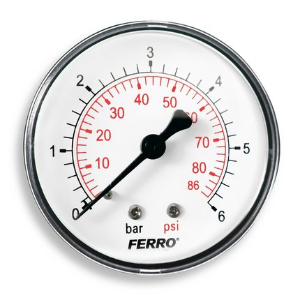NOVASERVIS MANOMETER 63 mm 1/4" AXIÁLNY 0-6 bar M6306A