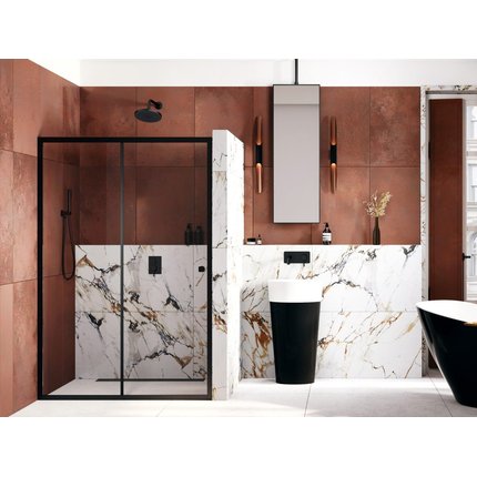 BESCO DUO SLIDE BLACK obdĺžnikový sprchový kút 100 x 90 x 195 cm sklo číre, profil čierny