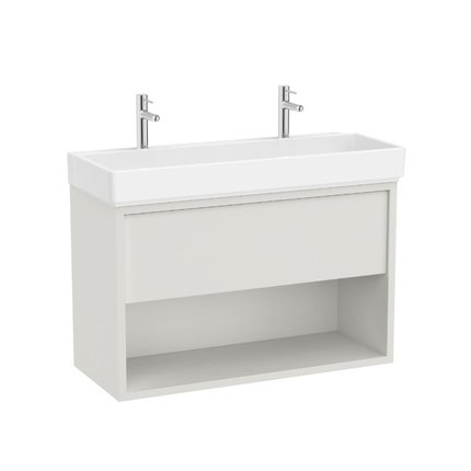 Roca TURA Unik Compacto kúpeľňová skrinka s umývadlom s 2 otvormi pre batériu 100 x 43 cm A852038558