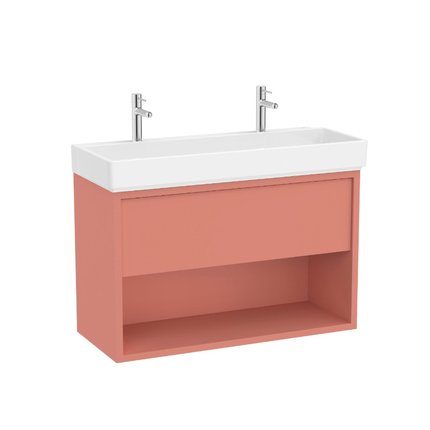 Roca TURA Unik Compacto kúpeľňová skrinka s umývadlom s 2 otvormi pre batériu 100 x 43 cm A852038560