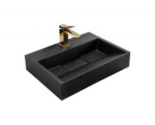 Rea GOYA BLACK umývadlo z liateho mramoru na dosku 50 x 37 cm U8778
