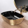 Rea BELINDA BLACK GOLD BRUSH keramické umývadlo na dosku 46 x 33 cm U8780