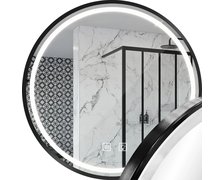 LED zrkadlo s priemerom 70 cm MMJ, čierna HOM-05513